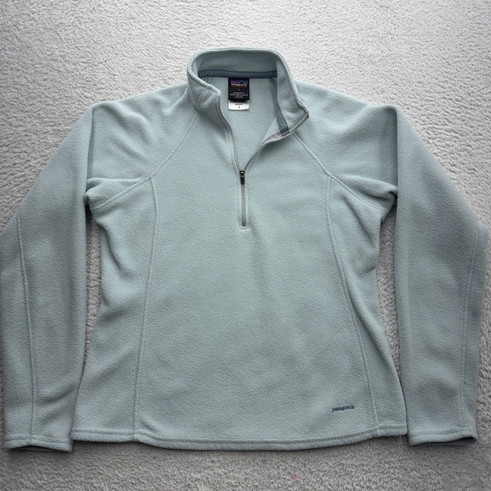 Patagonia Capilene‎ Women S Light Blue Quarter Zip Fleece Pullover Base Layer